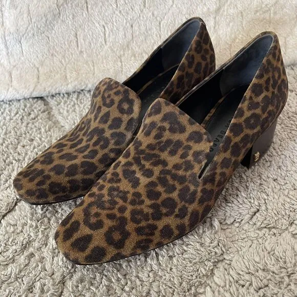 Veronica Beard Shoes Womens 7.5M Baylie Loafer Pumps Leopard Print‎ Suede Heel