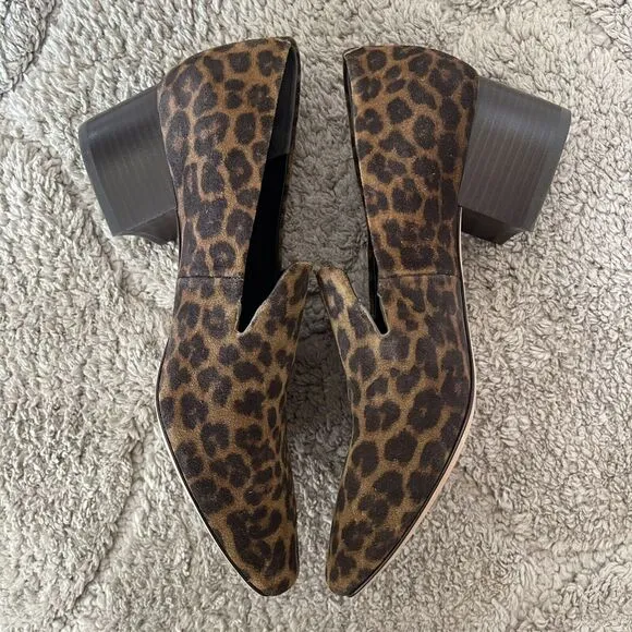 Veronica Beard Shoes Womens 7.5M Baylie Loafer Pumps Leopard Print‎ Suede Heel
