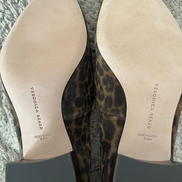 Veronica Beard Shoes Womens 7.5M Baylie Loafer Pumps Leopard Print‎ Suede Heel