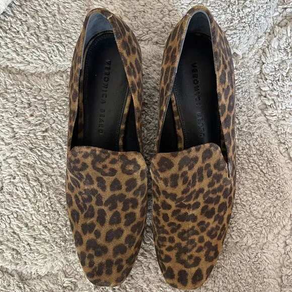 Veronica Beard Shoes Womens 7.5M Baylie Loafer Pumps Leopard Print‎ Suede Heel
