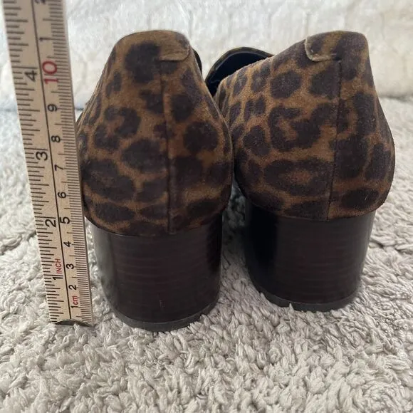 Veronica Beard Shoes Womens 7.5M Baylie Loafer Pumps Leopard Print‎ Suede Heel