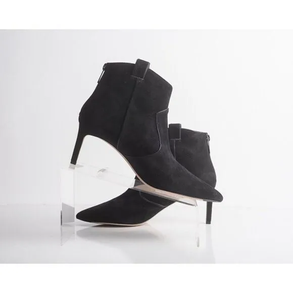 Veronica Beard Womens Ankle Booties Boots Black Suede Zip Up Pointed US 9.5 New