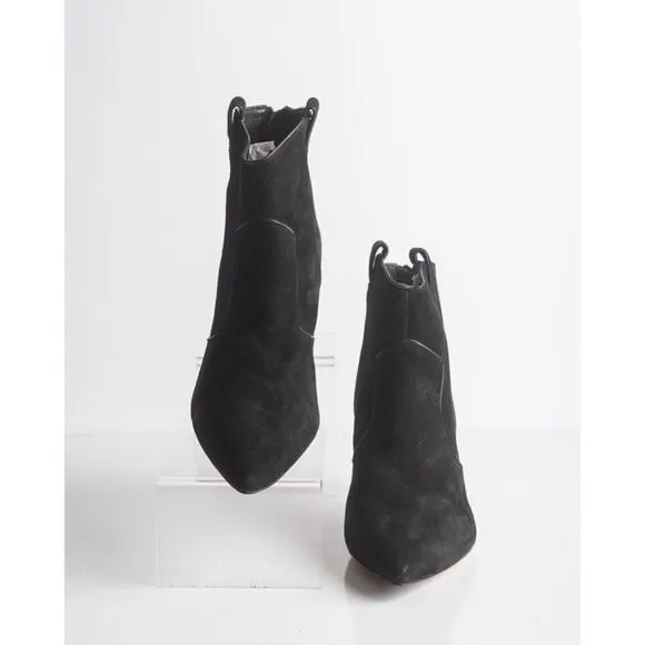 Veronica Beard Womens Ankle Booties Boots Black Suede Zip Up Pointed US 9.5 New