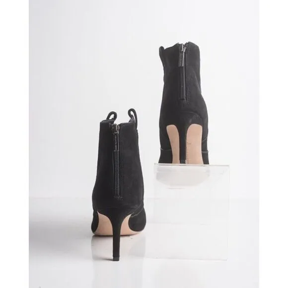 Veronica Beard Womens Ankle Booties Boots Black Suede Zip Up Pointed US 9.5 New