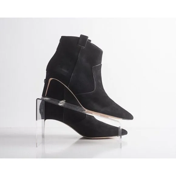 Veronica Beard Womens Ankle Booties Boots Black Suede Zip Up Pointed US 9.5 New