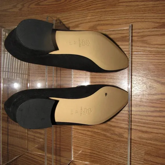 VERSANI Black Italian Leather Suede Shoes 8.5 AAA