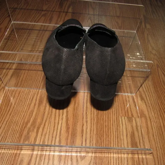 VERSANI Black Italian Leather Suede Shoes 8.5 AAA