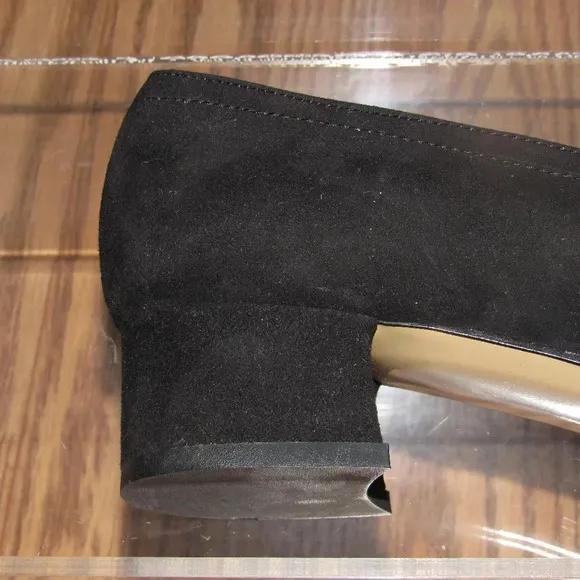 VERSANI Black Italian Leather Suede Shoes 8.5 AAA