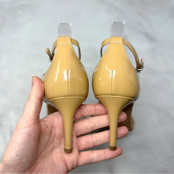 Via Spiga Leesa Patent Leather Strappy Low Midi Kitten Sandal Heels Sexy Nude 9