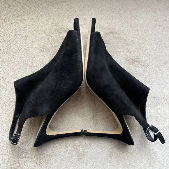 Via Spiga Teresa Black Suede Slingback Heeled Sandals Women 9 M Open Toe Classic