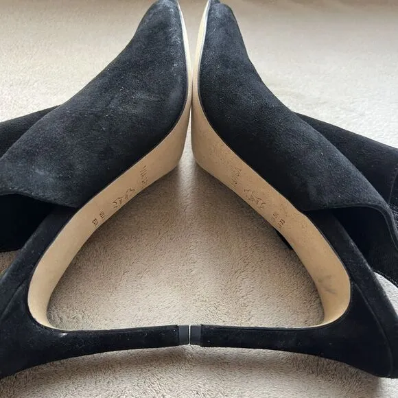 Via Spiga Teresa Black Suede Slingback Heeled Sandals Women 9 M Open Toe Classic