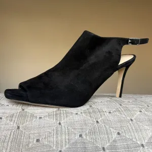 Via Spiga Teresa Black Suede Slingback Heeled Sandals Women 9 M Open Toe Classic