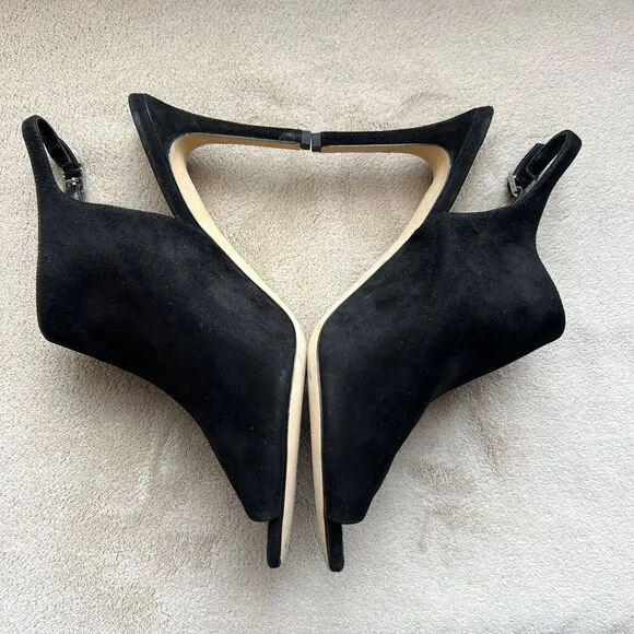 Via Spiga Teresa Black Suede Slingback Heeled Sandals Women 9 M Open Toe Classic