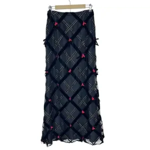 Victoria Royal Maxi Skirt Vintage 8 Black Formal Floral Bow Tulle A-Line Floral