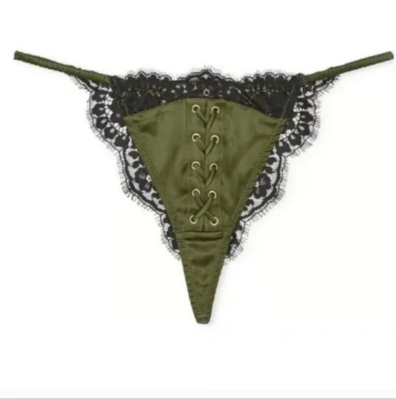 Victoria's secret luxe stretch silk SEXY Atelier Satin Lace tanga panty MEDIUM