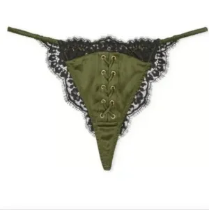Victoria's secret luxe stretch silk SEXY Atelier Satin Lace tanga panty MEDIUM