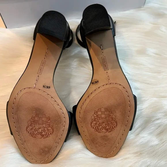 Vince Camuto Ankle Strap Black Leather Sandals