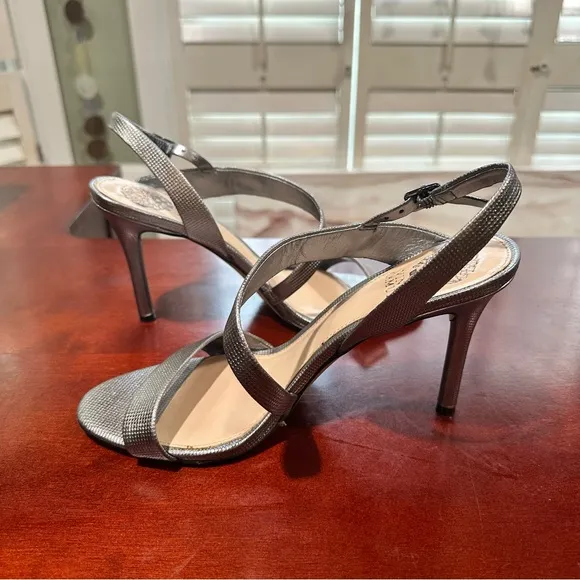 Vince Camuto Costina Embossed Metallic Leather Sandal Heels Size 8