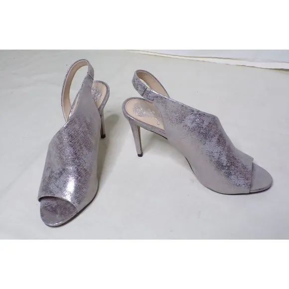 VINCE CAMUTO Crasantha Sandal Stiletto Shoes Metallic Silver 10 NEW