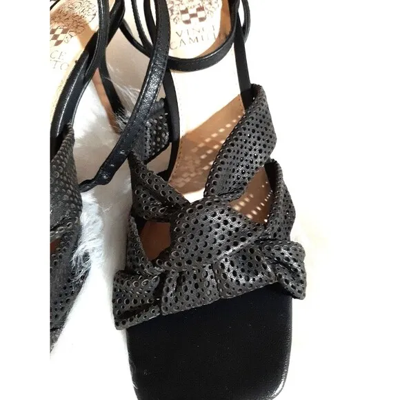 Vince Camuto Earlena Womens 7.5M Lot of 2 Black &amp; Cream Mesh Ankle Strap Sandals