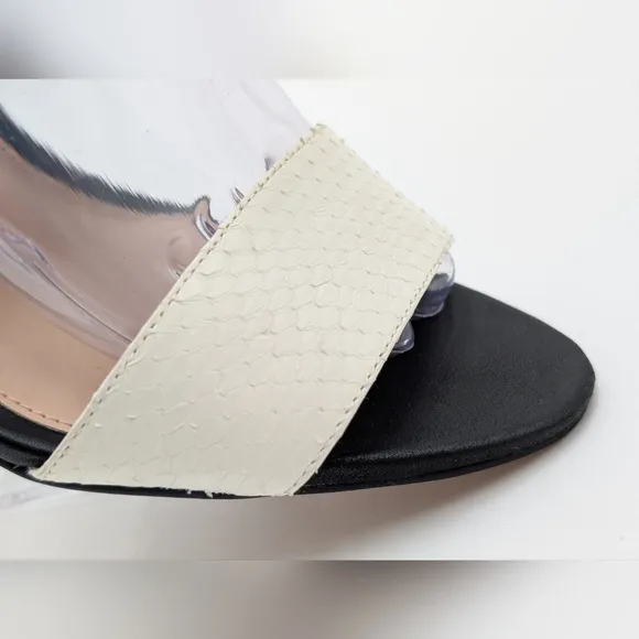 Vince Camuto Elegant Caesars Leather Stilletto Ivory/Black Heel Women's 9.5M