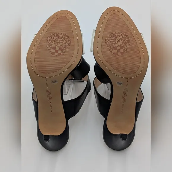 Vince Camuto Elegant Caesars Leather Stilletto Ivory/Black Heel Women's 9.5M