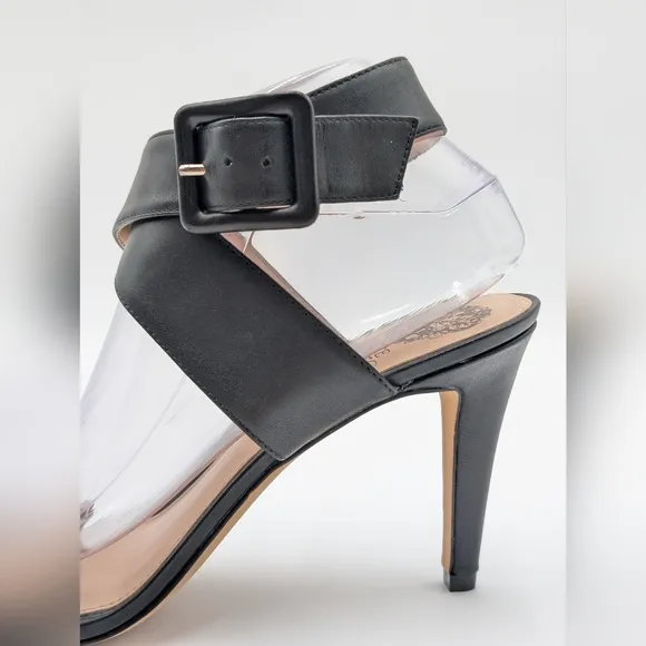 Vince Camuto Elegant Caesars Leather Stilletto Ivory/Black Heel Women's 9.5M