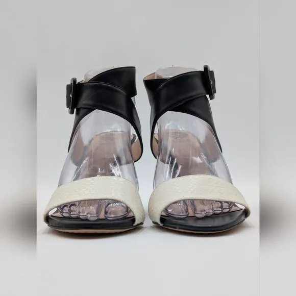 Vince Camuto Elegant Caesars Leather Stilletto Ivory/Black Heel Women's 9.5M