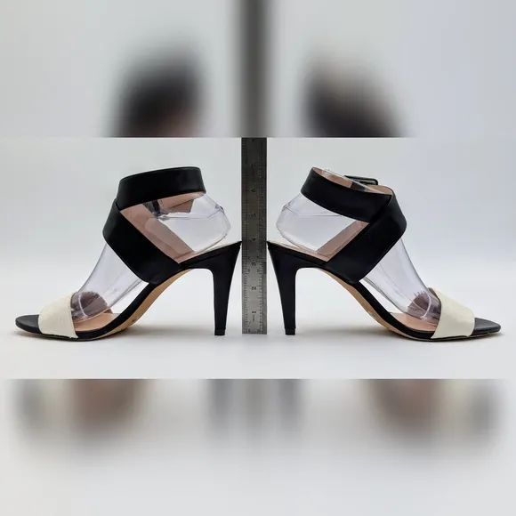 Vince Camuto Elegant Caesars Leather Stilletto Ivory/Black Heel Women's 9.5M