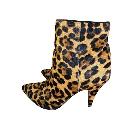 Vince Camuto Nandi2 Leopard Calf Hair Pointed Toe Booties Size 10 M