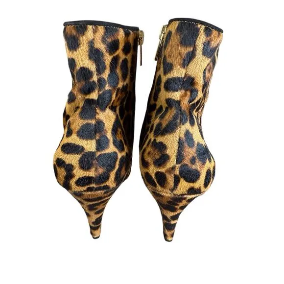Vince Camuto Nandi2 Leopard Calf Hair Pointed Toe Booties Size 10 M