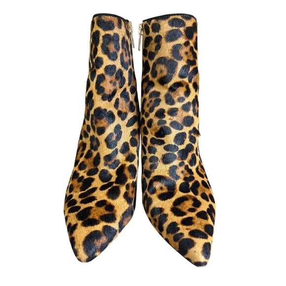Vince Camuto Nandi2 Leopard Calf Hair Pointed Toe Booties Size 10 M