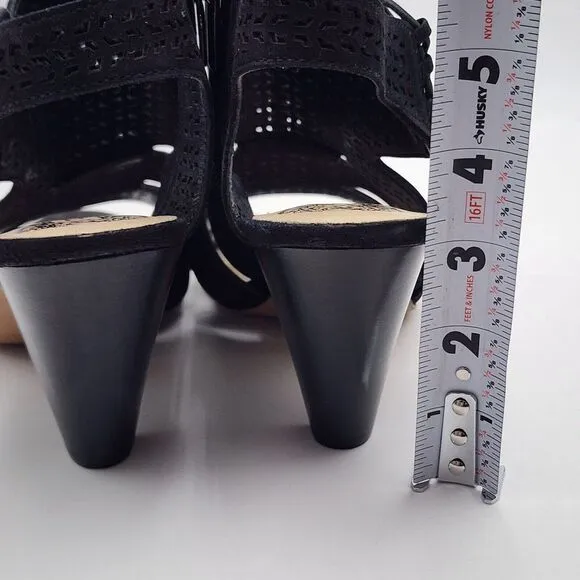 Vince Camuto VC-ESTEN Women's 9.5W Wide Black Heeled Sandals Open Toe Party Heel