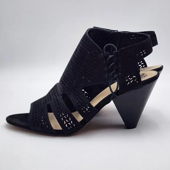 Vince Camuto VC-ESTEN Women's 9.5W Wide Black Heeled Sandals Open Toe Party Heel
