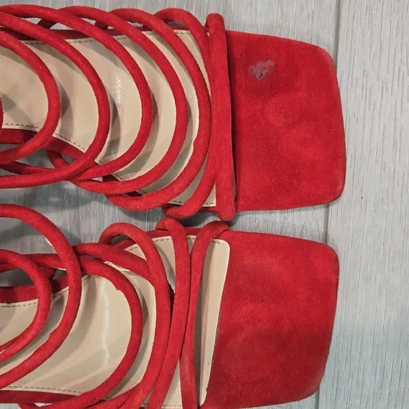 Vince Camuto Women Ambaritan SquareElegant Red Strappy Heels Sandals Shoes Sz 8M