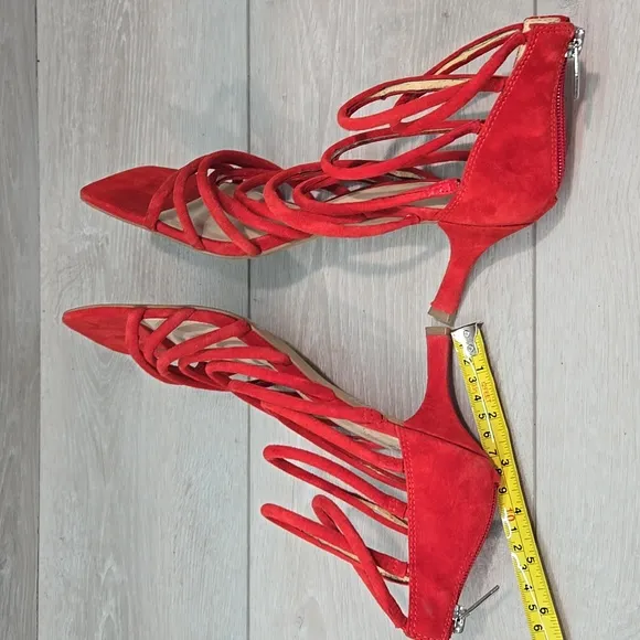 Vince Camuto Women Ambaritan SquareElegant Red Strappy Heels Sandals Shoes Sz 8M