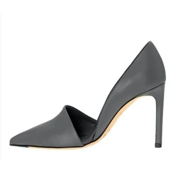VINCE Cosette Pointed Toe d'Orsay Leather Pumps Gray Graphite 9M EUR 40 $350