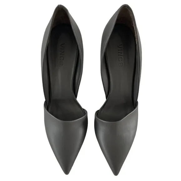 VINCE Cosette Pointed Toe d'Orsay Leather Pumps Gray Graphite 9M EUR 40 $350