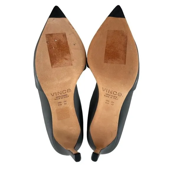 VINCE Cosette Pointed Toe d'Orsay Leather Pumps Gray Graphite 9M EUR 40 $350