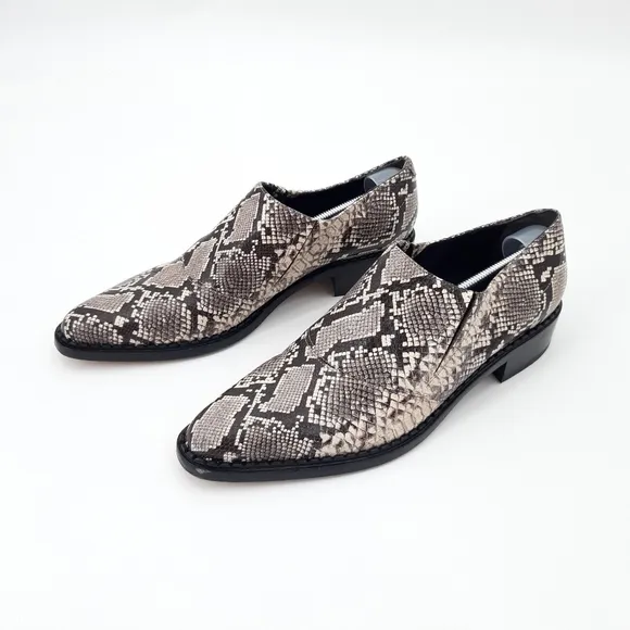 Vince | Delmar Embossed Snake Loafers in Natural, Black