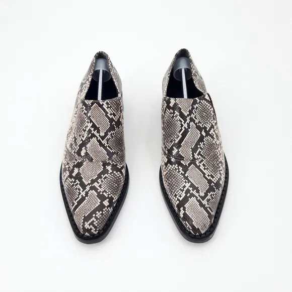 Vince | Delmar Embossed Snake Loafers in Natural, Black