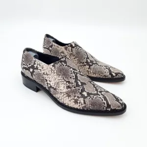 Vince | Delmar Embossed Snake Loafers in Natural, Black
