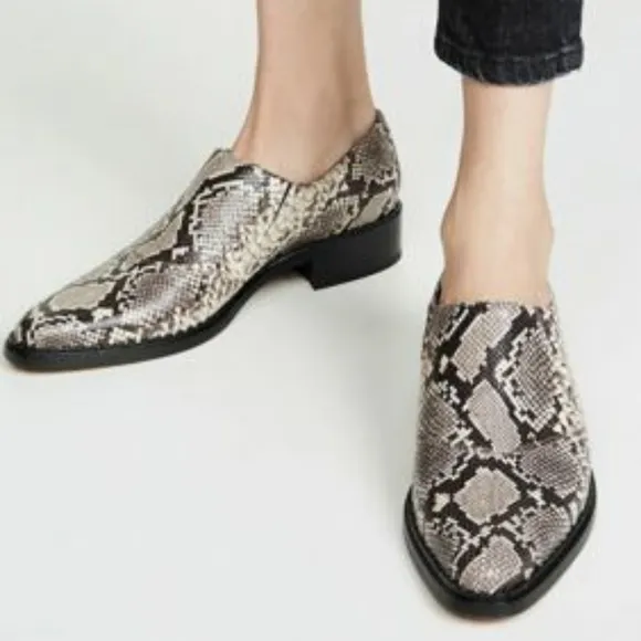 Vince | Delmar Embossed Snake Loafers in Natural, Black