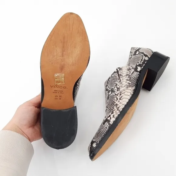 Vince | Delmar Embossed Snake Loafers in Natural, Black