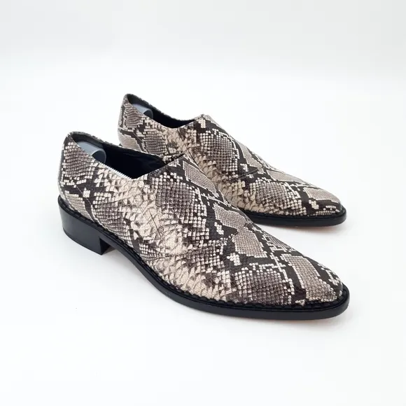 Vince | Delmar Embossed Snake Loafers in Natural, Black