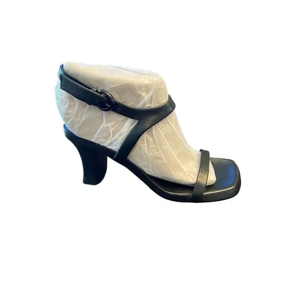 Vince Luella Leather Sandals Ankle Strap Block Heel Square Toe Black Size 6M