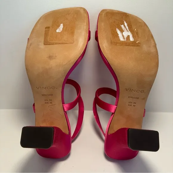 VINCE Luella Satin Ankle-Strap Burnt Rose Sandals Size 9 New