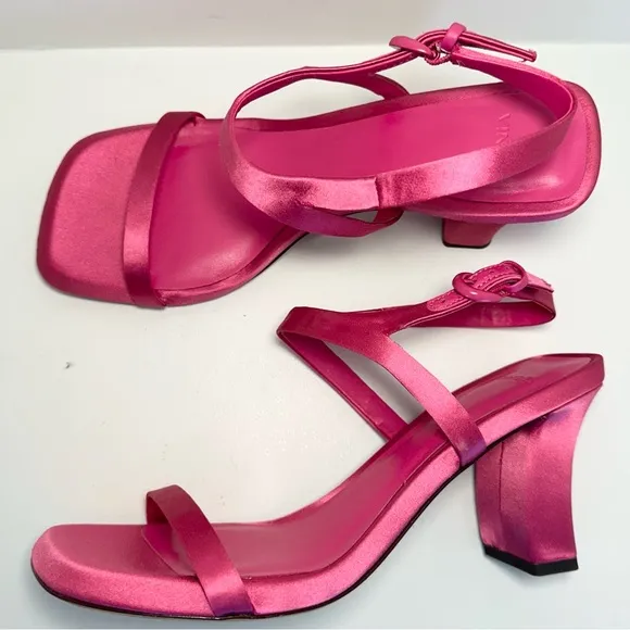 VINCE Luella Satin Ankle-Strap Burnt Rose Sandals Size 9 New