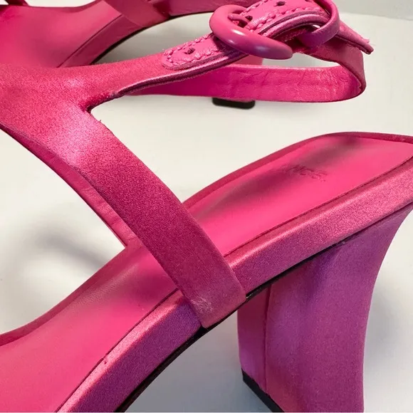 VINCE Luella Satin Ankle-Strap Burnt Rose Sandals Size 9 New