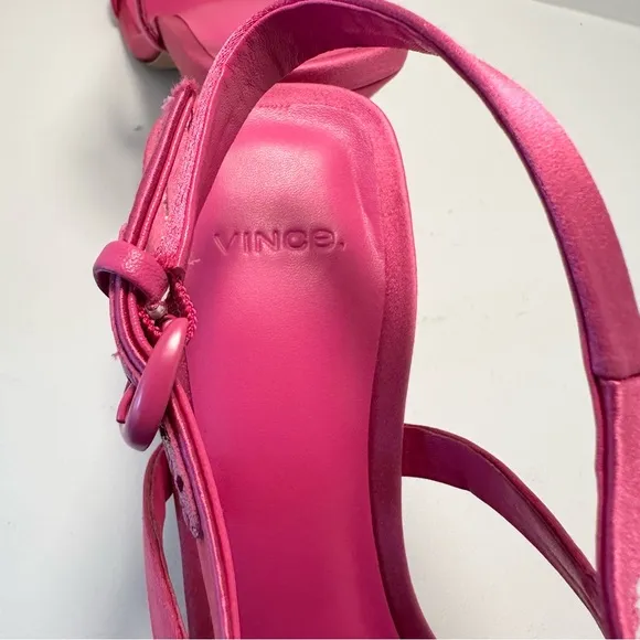 VINCE Luella Satin Ankle-Strap Burnt Rose Sandals Size 9 New